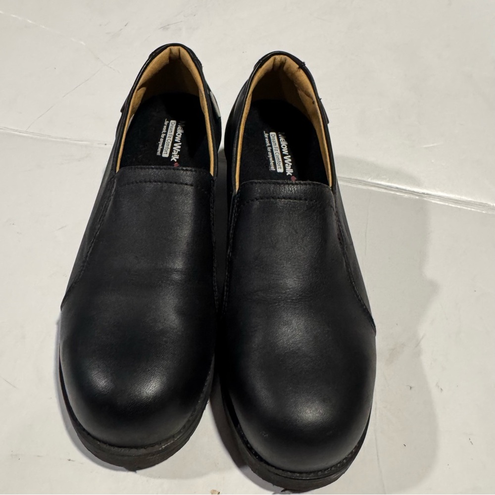 Mellow Walk Dream Fit Comfort Black Slip-On Steel Toe Shoes Size 8D